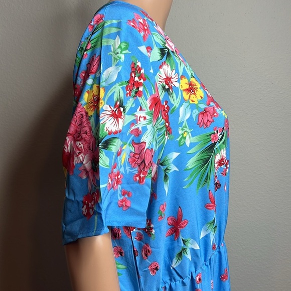 Shein Curve 2XL Blue Floral Maxi Dress - Tropical Vibes - Picture 5 of 8